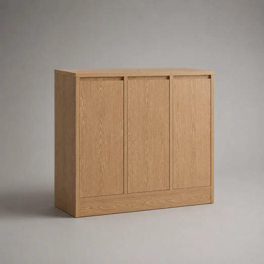 Rechteckiges Sideboard aus Holz mit 3 Türen, Eiche Natur, 120 × 40 × 100 cm