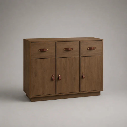 Braunes Sideboard aus MDF mit Walnussdekor, 3 Türen und 3 Schubladen, 120 x 40 x 90 cm